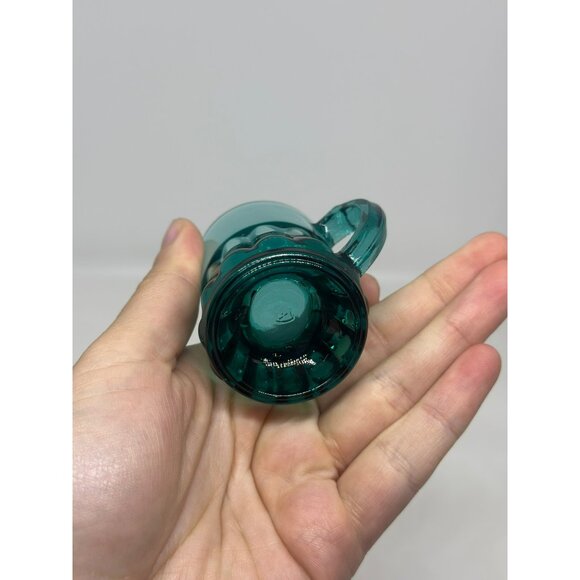 VTG Federal Glass Teal Blue Mini Mug – 2" Shot Glass / Toothpick Holder Stein - Picture 2 of 7